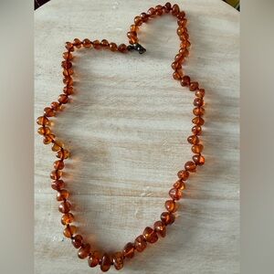 Amber Bead Necklace - Warm Brown Amber Necklace